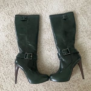 L.A.M.B. Gwen Stefani Vincent Platform Boots Dark Green Size 8 NEW